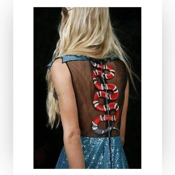 Gucci Blue Sequin Runway Dress 4 - Picture 3 of 9